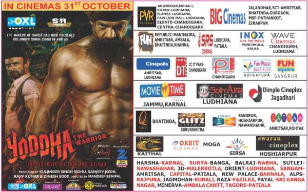 Theaterical Listings for upcoming film Yoddha