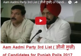Aam Aadmi Party’s 3rd List of Candidates for Punjab Polls 2017