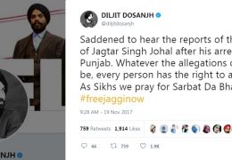 Punjabi Singer/Actor Diljit Dosanjh says: Saddened over Reports of Torture of Jagtar Singh Jaggi